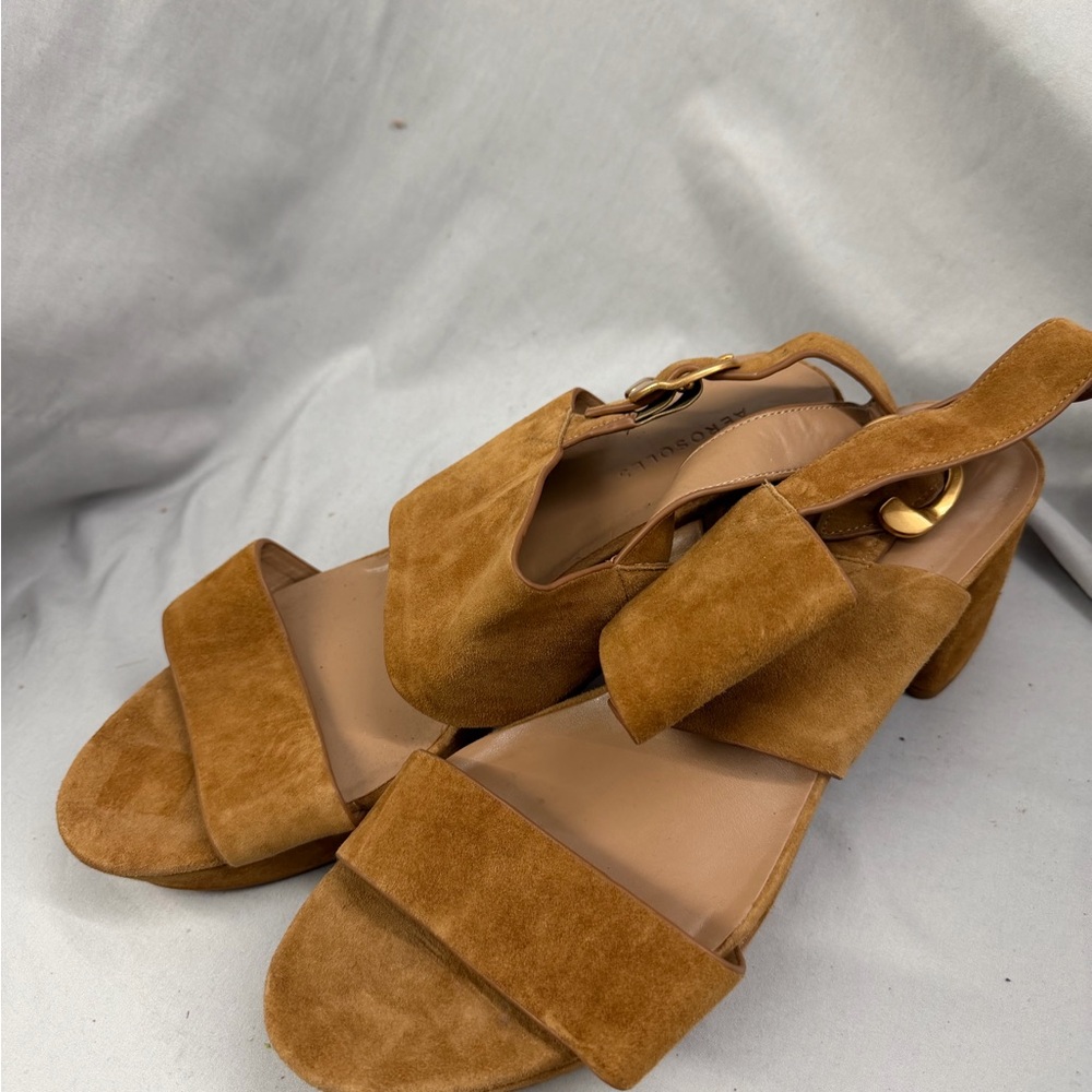 AEROSOLES Tan Suede Platform Sandals - Picture 2 of 3